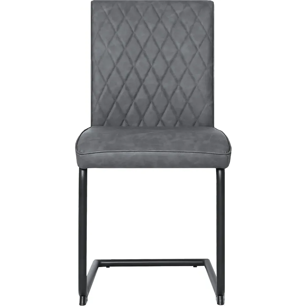 Nestor Set of 2 Dining Chairs - Grey, Leather