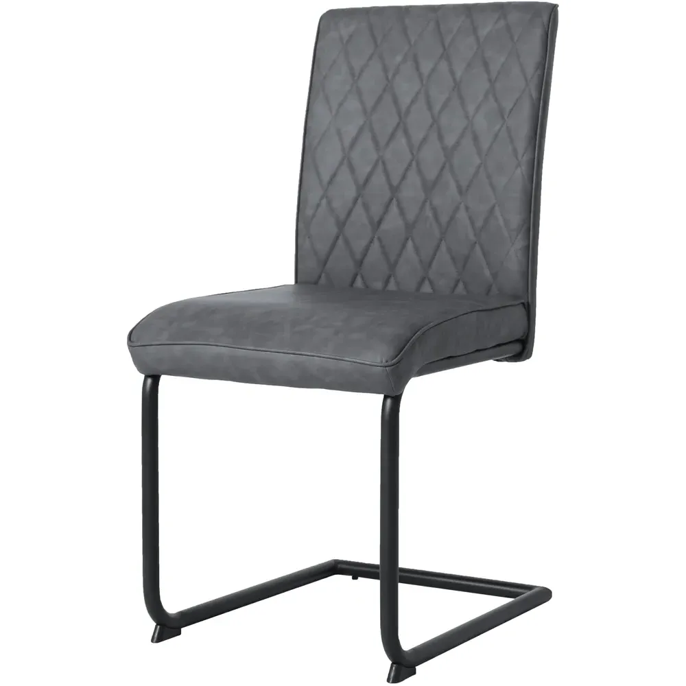 Nestor Set of 2 Dining Chairs - Grey, Leather