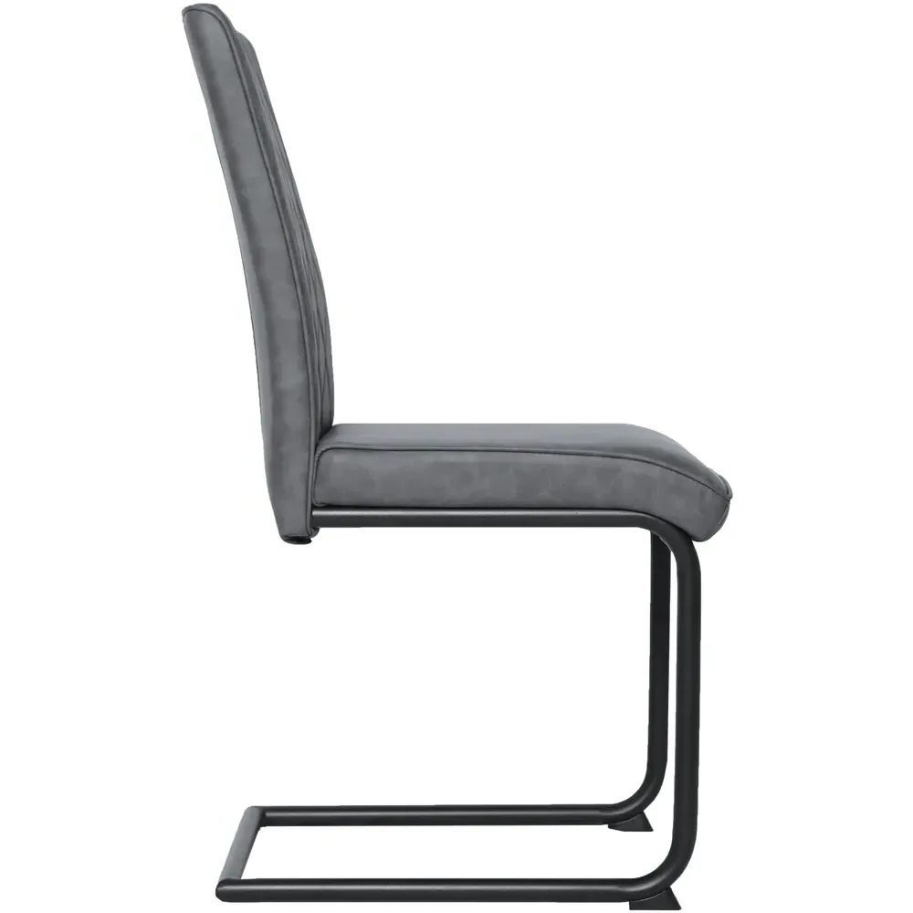 Nestor Set of 2 Dining Chairs - Grey, Leather