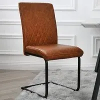 Nestor Set of 2 Dining Chairs - Tan, Leather