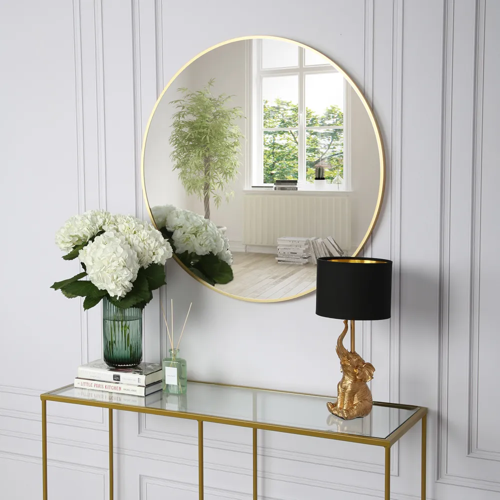 Pandora Round Wall Mirror - Gold, Aluminium Alloy