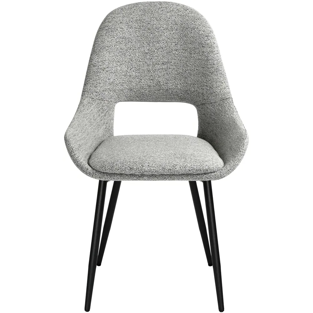 Pebble Set of 2 Dining Chairs - Light Grey, Boucle