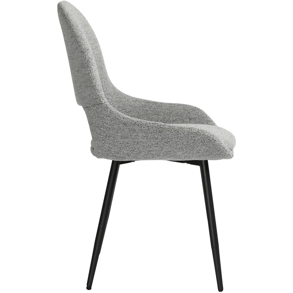 Pebble Set of 2 Dining Chairs - Light Grey, Boucle