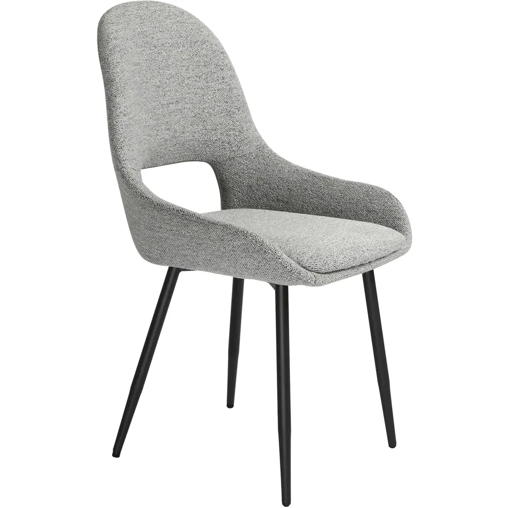 Pebble Set of 2 Dining Chairs - Light Grey, Boucle