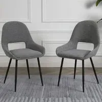 Pebble Set of 2 Dining Chairs - Light Grey, Boucle