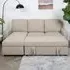 Selene L-Shaped Corner Sofa Bed with Storage - Beige, Linen