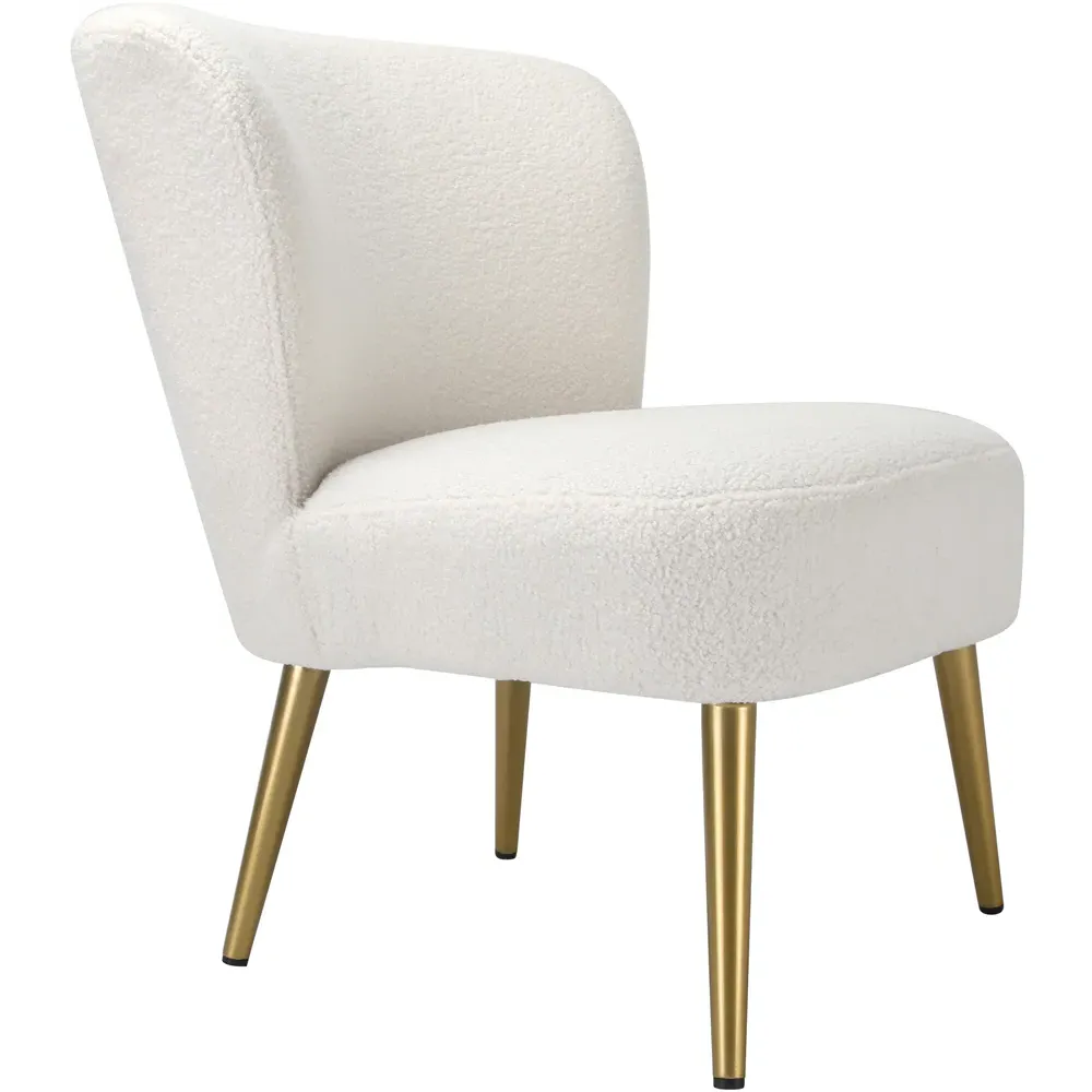 Shaun Accent Chair with Golden Legs - Cream, Boucle