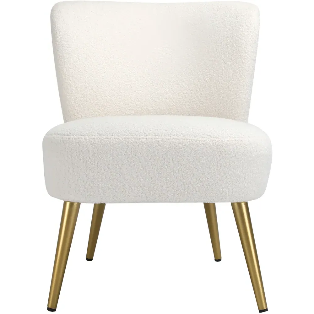 Shaun Accent Chair with Golden Legs - Cream, Boucle