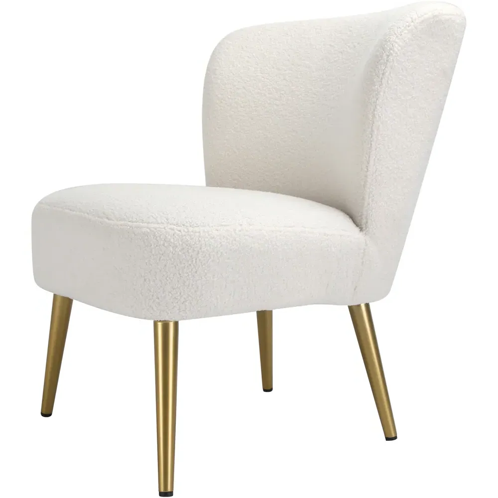 Shaun Accent Chair with Golden Legs - Cream, Boucle