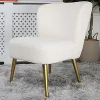 Shaun Accent Chair with Golden Legs - Cream, Boucle