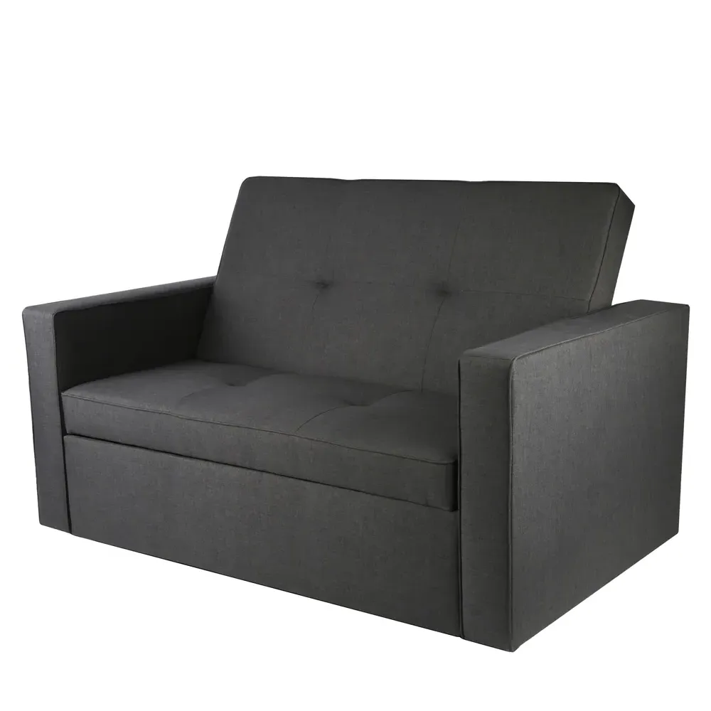Troy 2-Seater Pull Out Sofa Bed - Grey, Linen