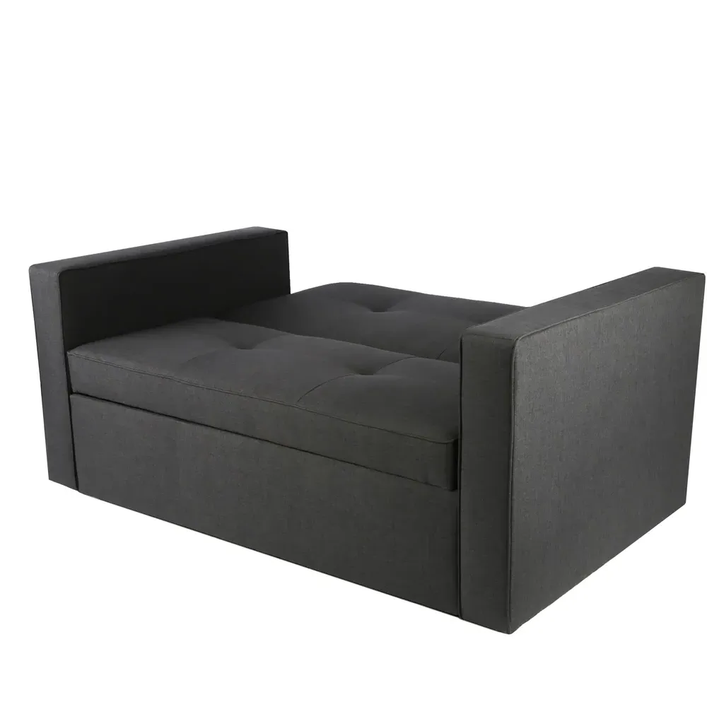 Troy 2-Seater Pull Out Sofa Bed - Grey, Linen