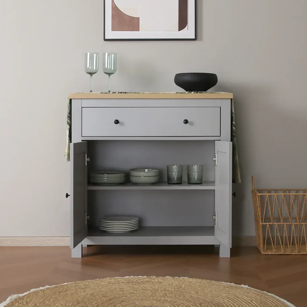 Wiltshire 2 Door Sideboard with Drawer - Grey, MDF