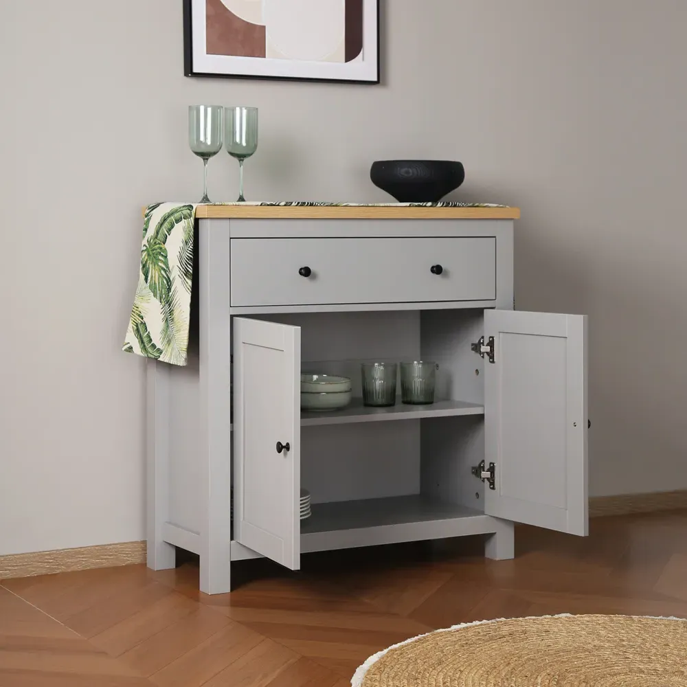Wiltshire 2 Door Sideboard with Drawer - Grey, MDF