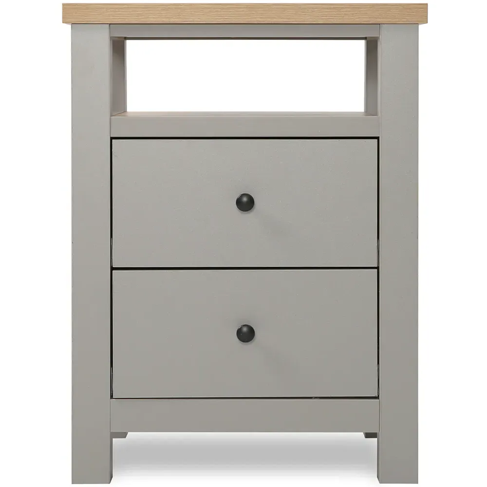 Wiltshire 2 Drawer Bedside Table - Grey, MDF