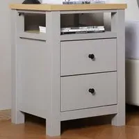 Wiltshire 2 Drawer Bedside Table - Grey, MDF