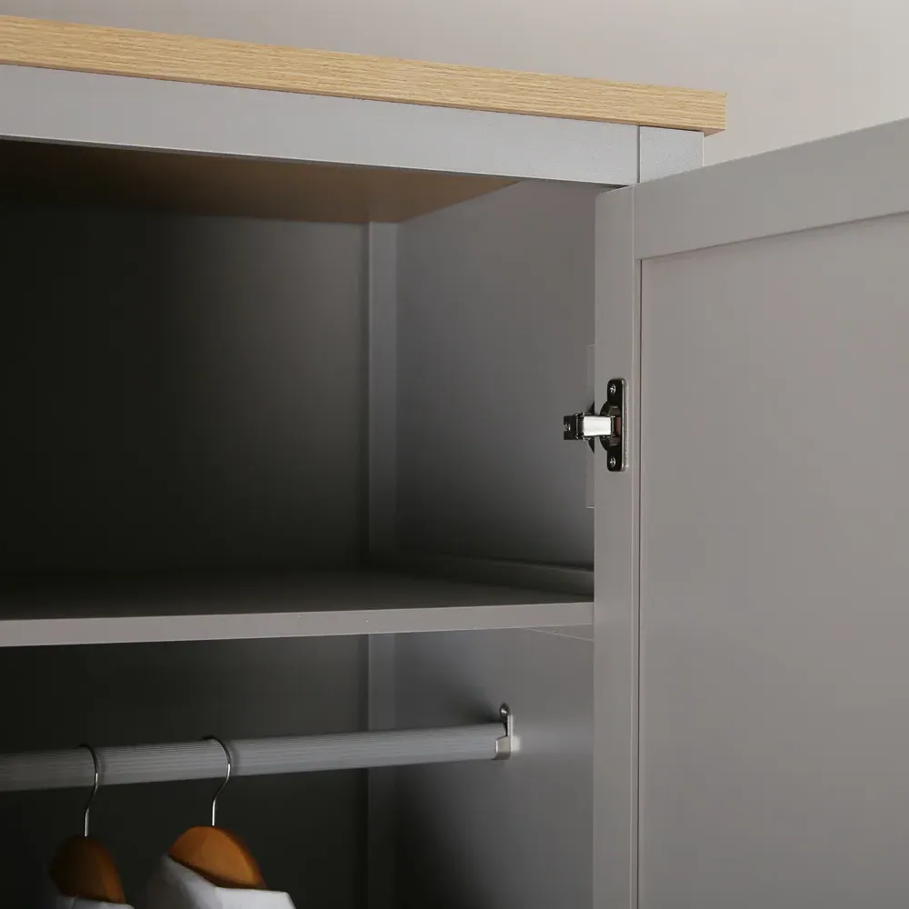 Wiltshire Double Door Wardrobe - Grey, MDF