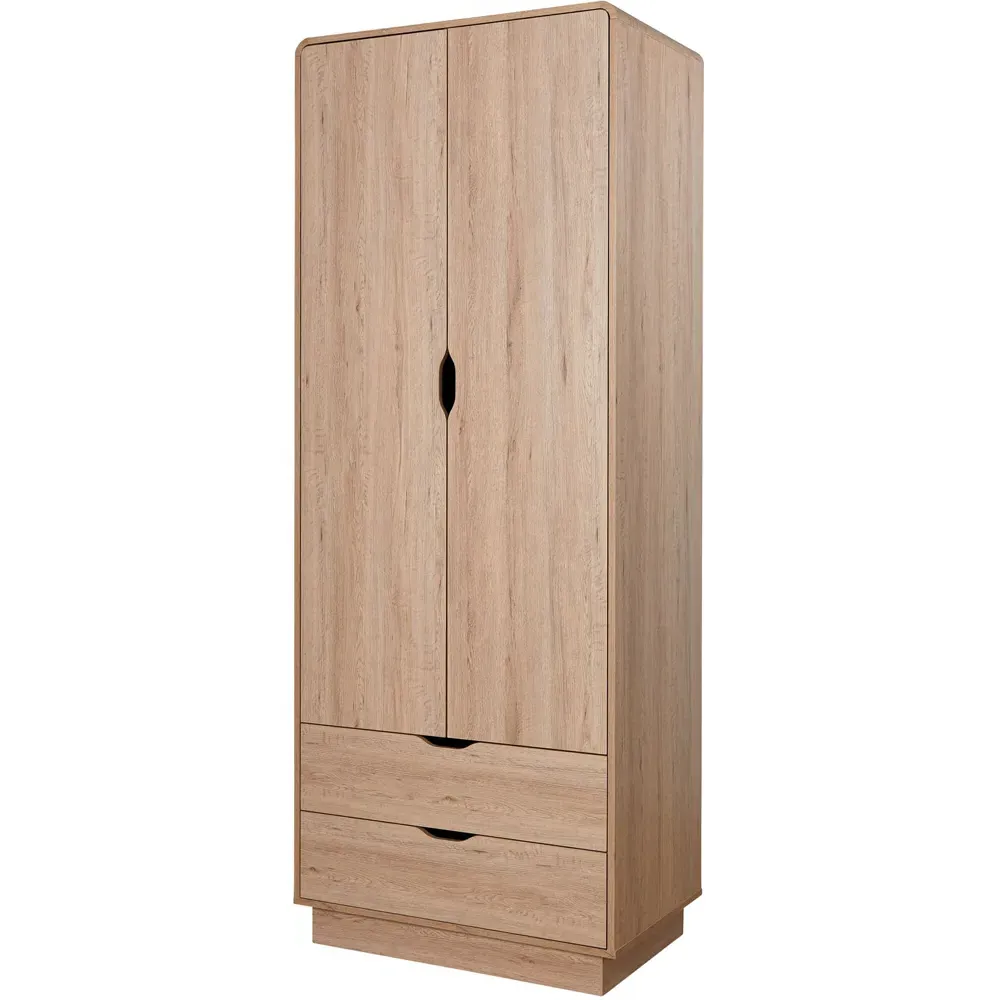 2 Door 2 Drawer Wardrobe - Brown, MDF