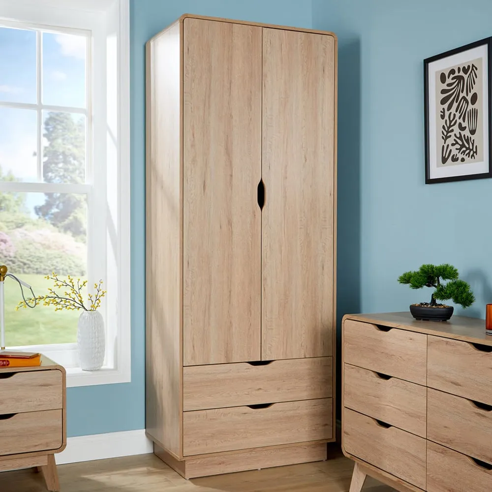 2 Door 2 Drawer Wardrobe - Brown, MDF