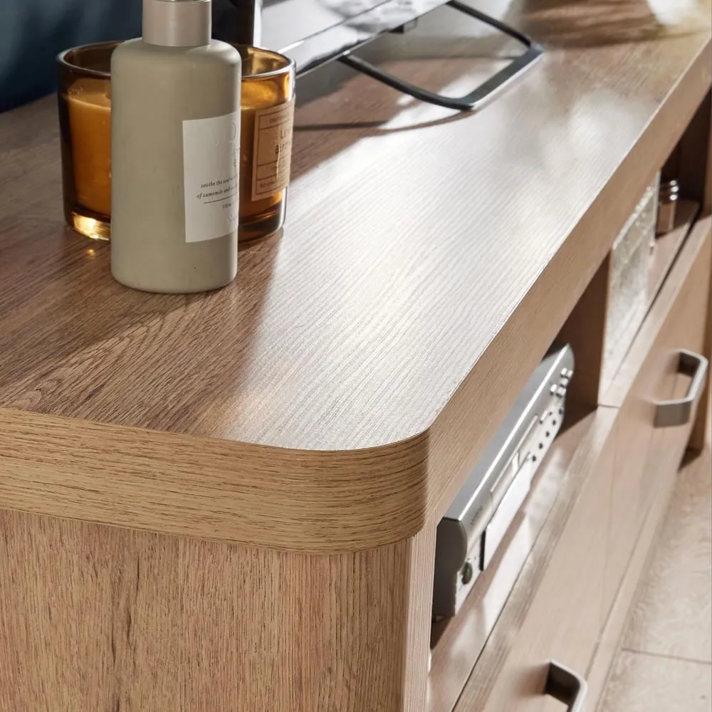 2 Door TV Stand with Cable Management - Brown