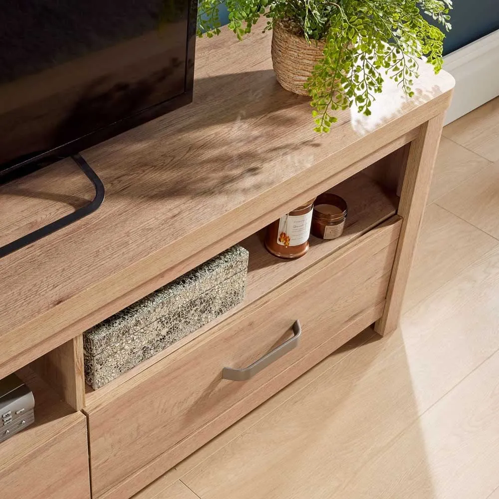 2 Door TV Stand with Cable Management - Brown