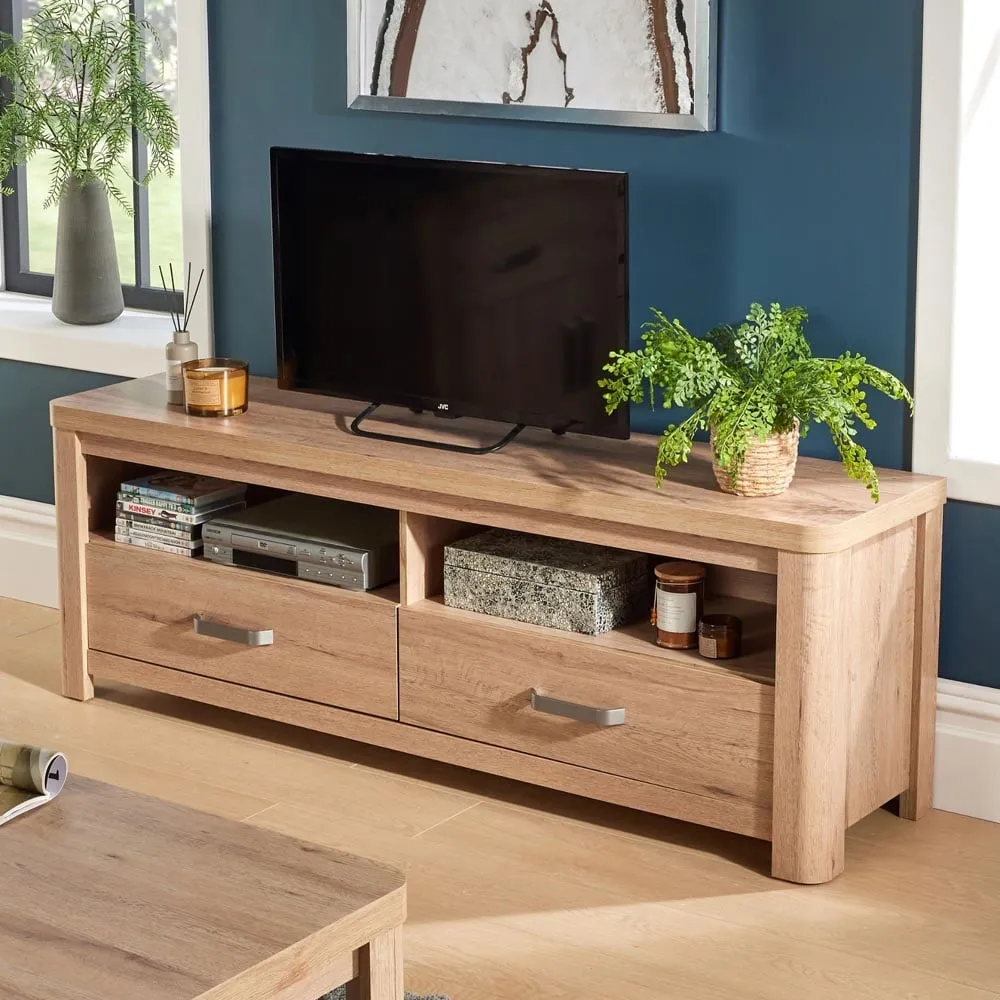 2 Door TV Stand with Cable Management - Brown