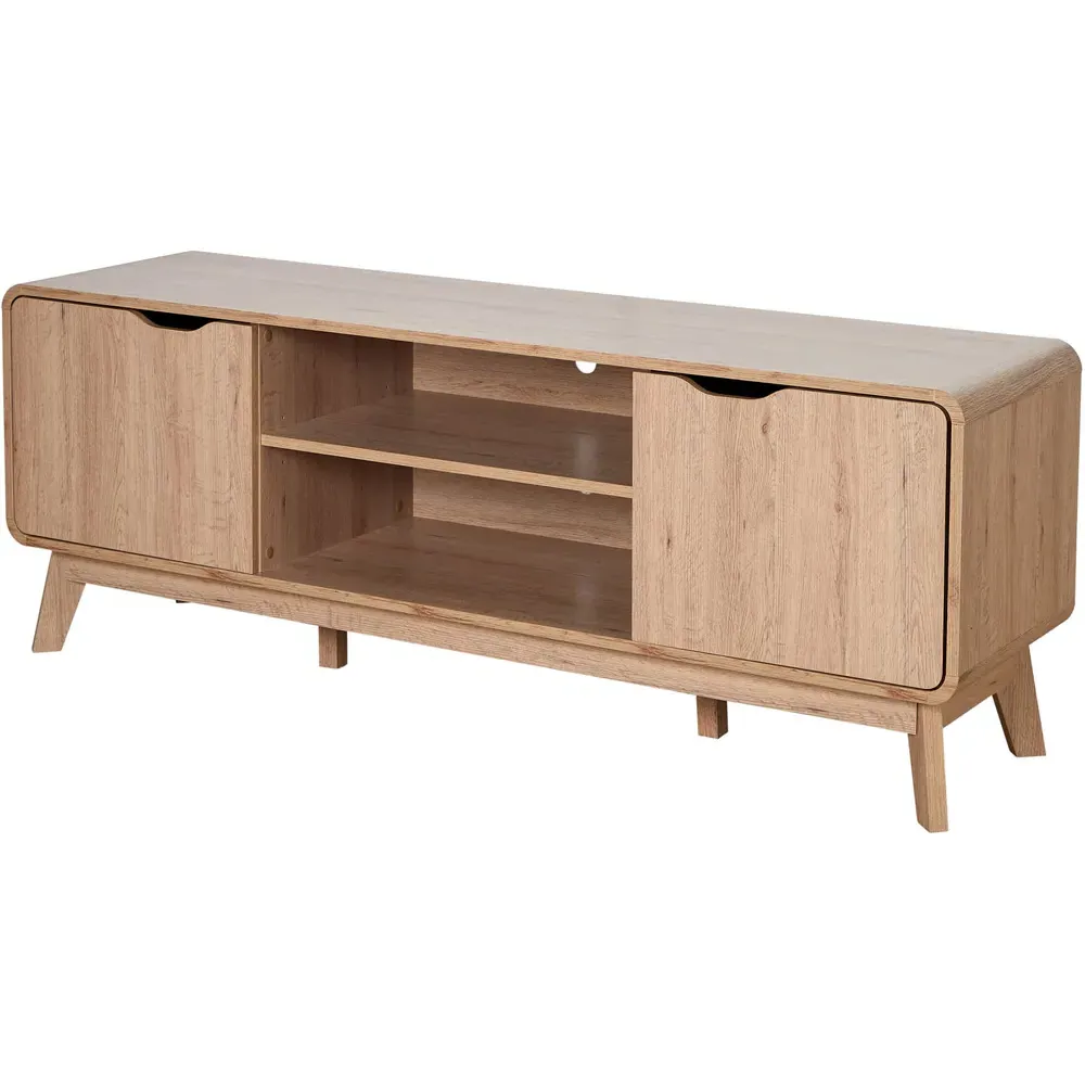 2 Door TV Stand with Shelf - Brown