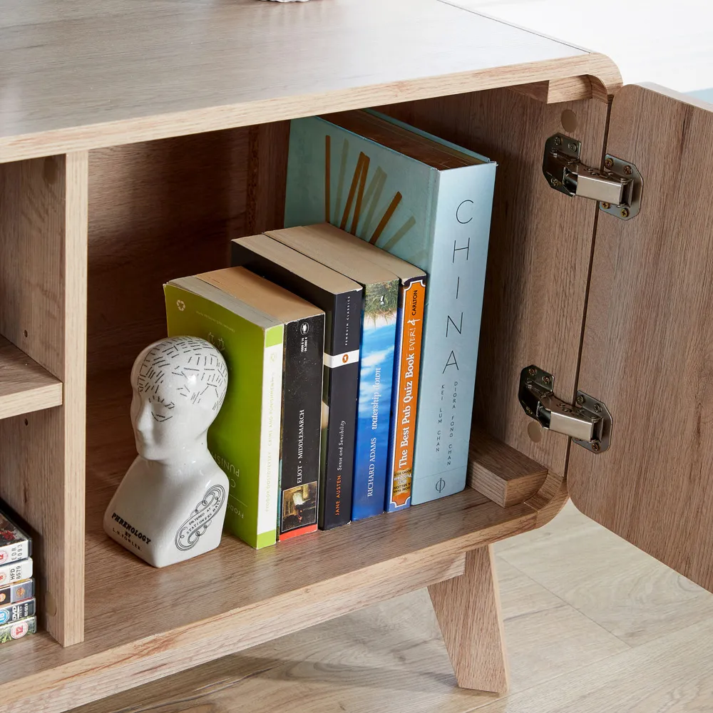 2 Door TV Stand with Shelf - Brown