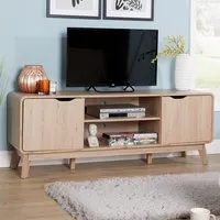 2 Door TV Stand with Shelf - Brown