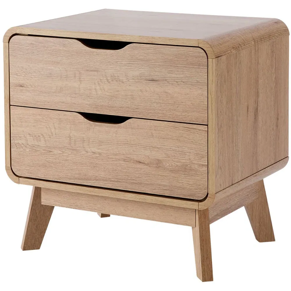 2 Drawer Bedside Table - Brown, Oak