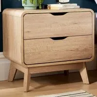 2 Drawer Bedside Table - Brown, Oak