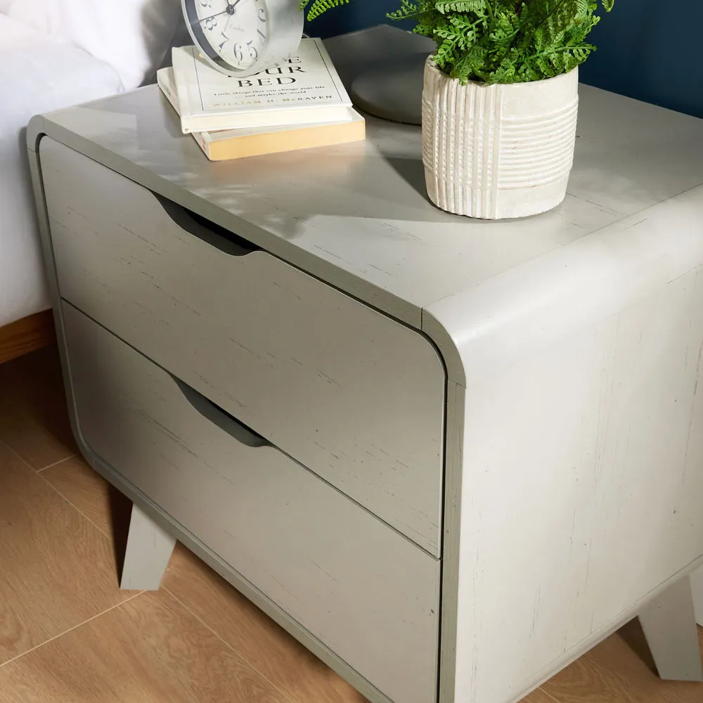 2 Drawer Bedside Table - Grey