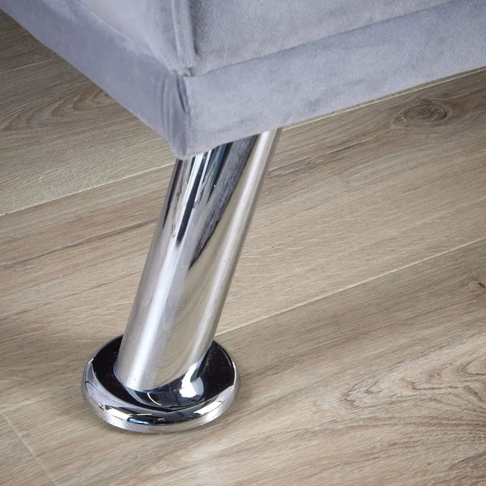 2-Seater Folding Sofa Bed with Armrests - Grey, Crushed Velvet