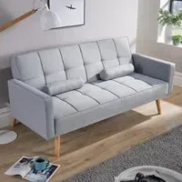 3-Seater Folding Sofa Bed with Wooden Legs - Grey