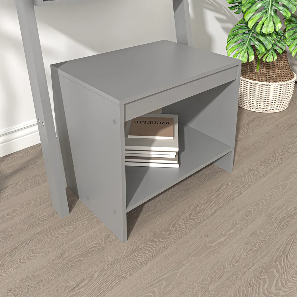 3 Shelf Ladder Office Desk and Stool Set - Grey