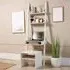 3 Shelf Ladder Office Desk and Stool Set - White