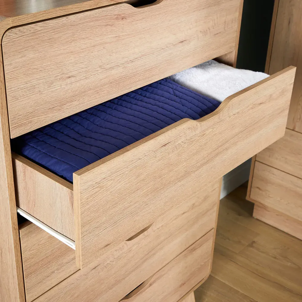 5 Drawer Tall Chest of Drawers - Brown