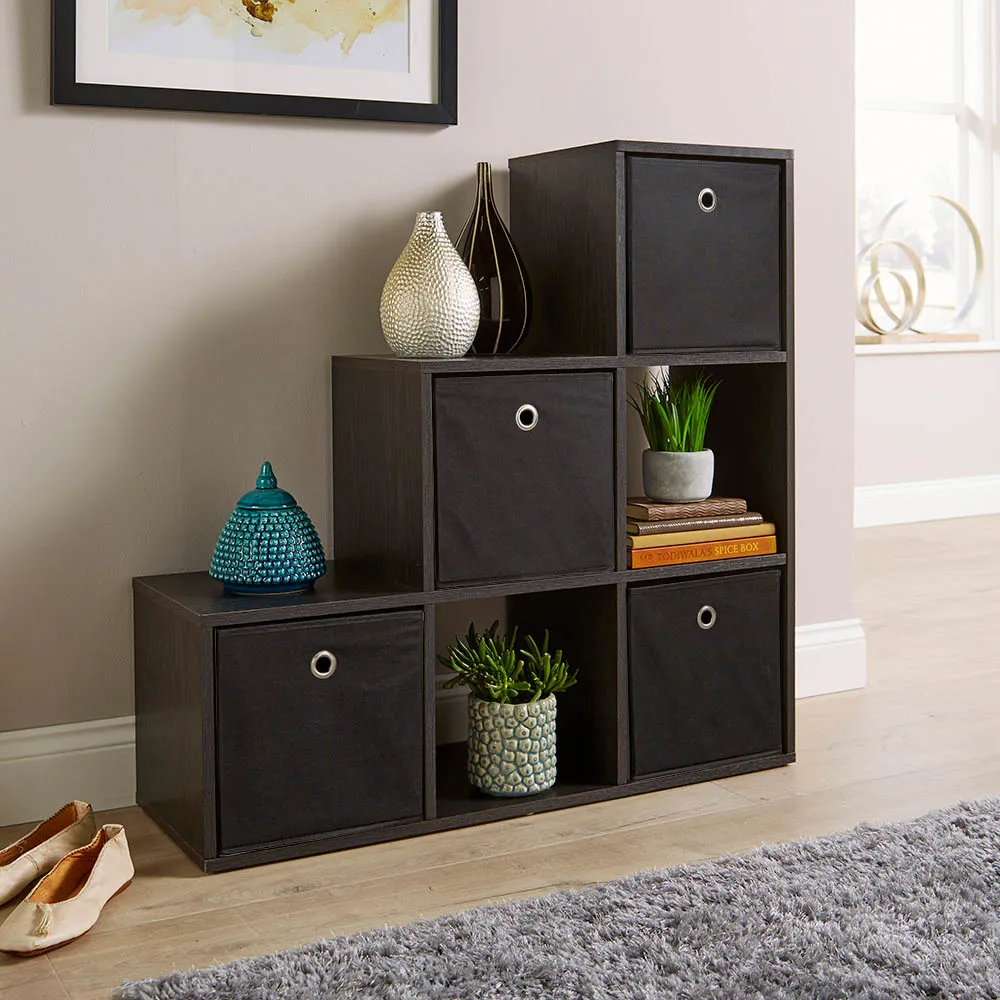 6 Cube Step Storage Unit - Black