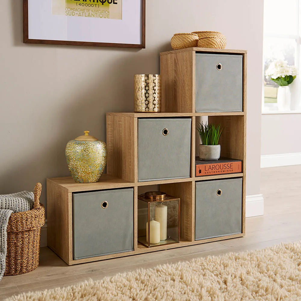 6 Cube Step Storage Unit - Oak