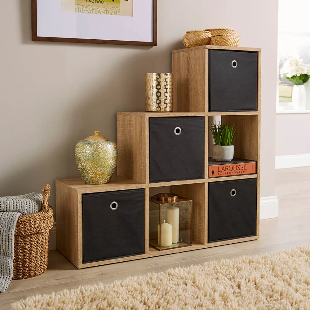 6 Cube Step Storage Unit - Oak