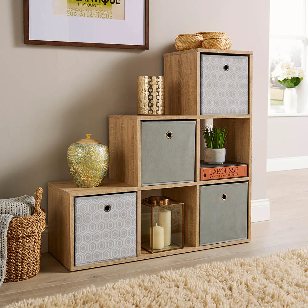 6 Cube Step Storage Unit - Oak