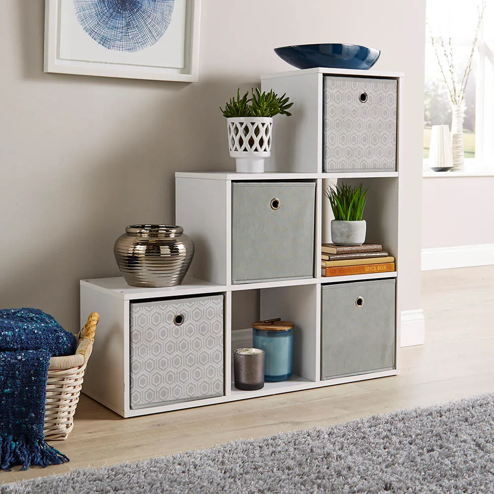 6 Cube Step Storage Unit - White