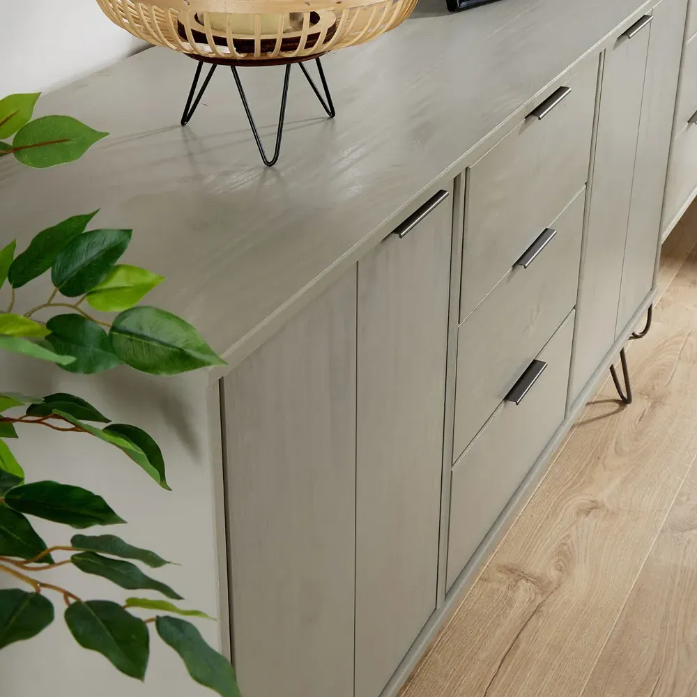 Acadia 2 Door 3 Drawer Sideboard - Grey, Pine