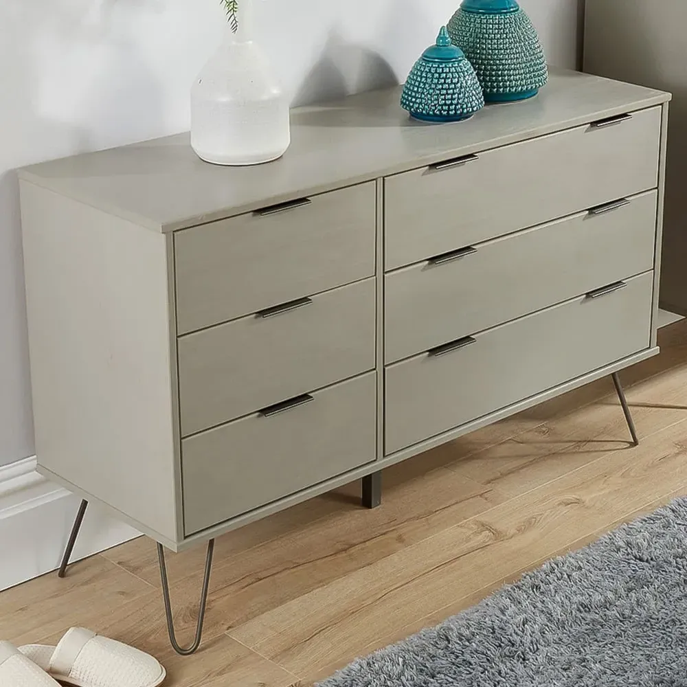 Acadia 6 Drawer Chest of Drawers - Grey, Pine