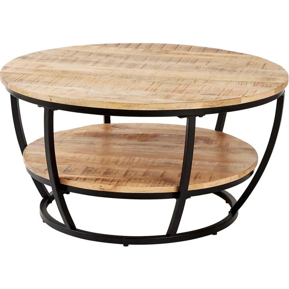 Albany 2 Tier Round Coffee Table - Brown, Mango Wood