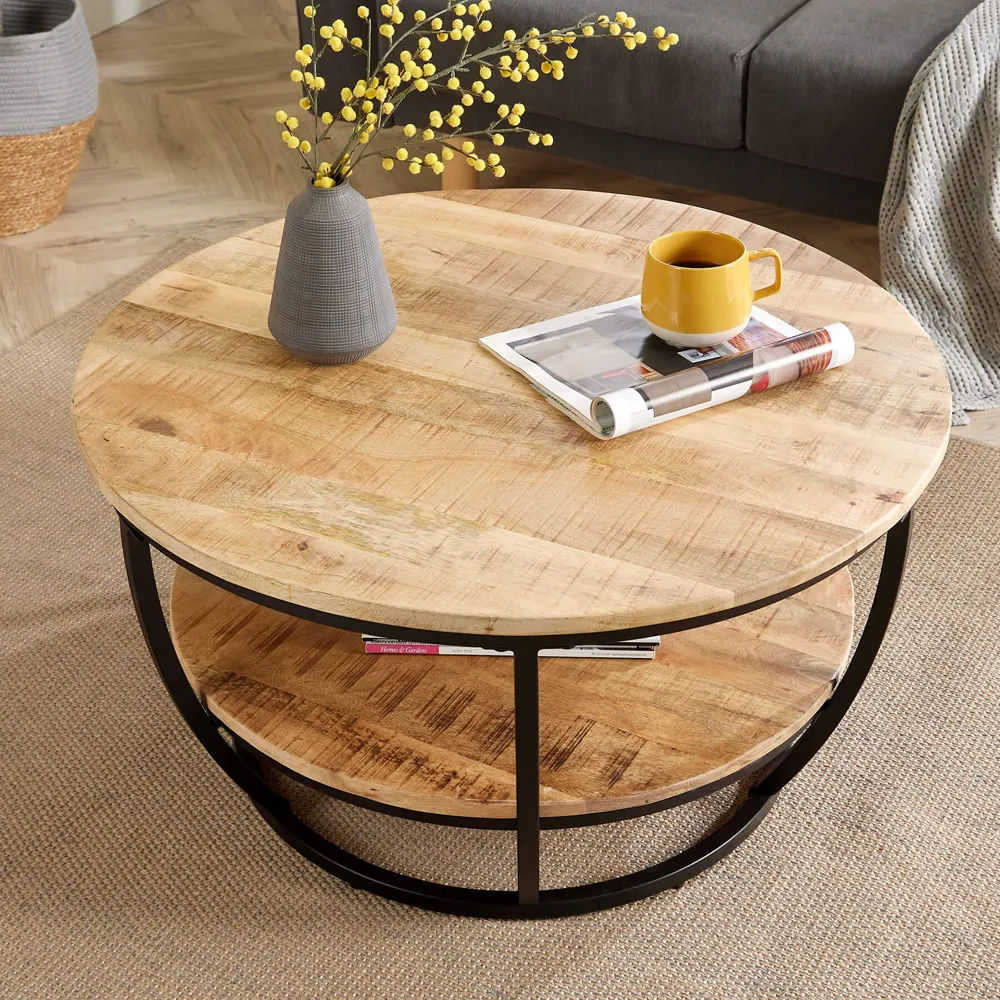 Albany 2 Tier Round Coffee Table - Brown, Mango Wood