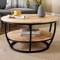 Albany 2 Tier Round Coffee Table - Brown, Mango Wood