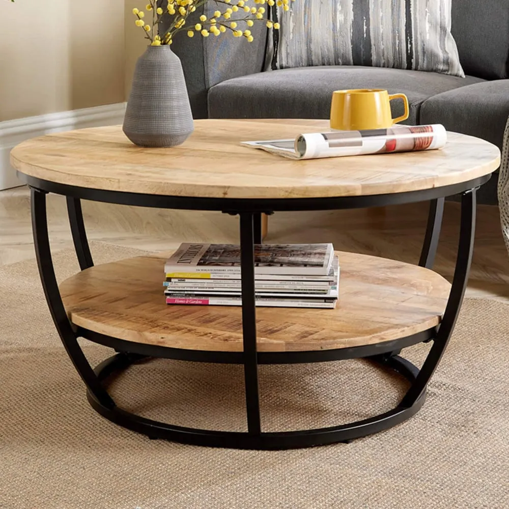 Albany 2 Tier Round Coffee Table - Brown, Mango Wood