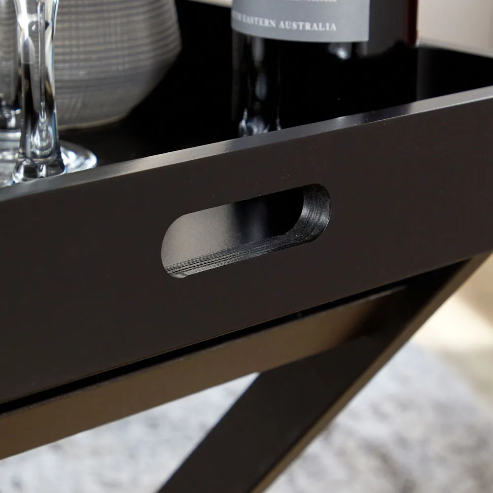 Alpine Portable Butlers Tray Table - Black, MDF
