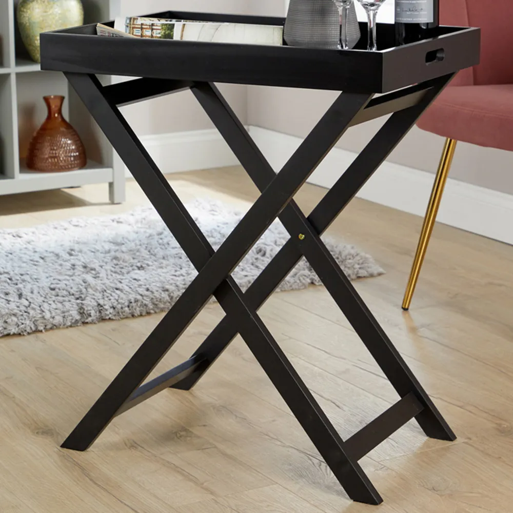 Alpine Portable Butlers Tray Table - Black, MDF image